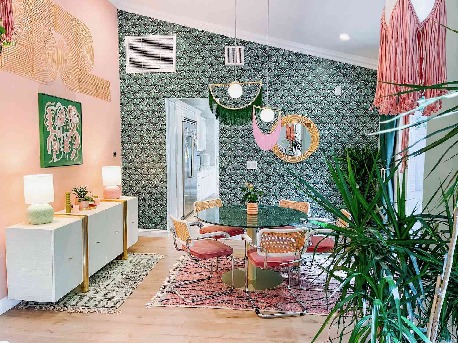 papier peint salle à manger moderne du milieu du siècle