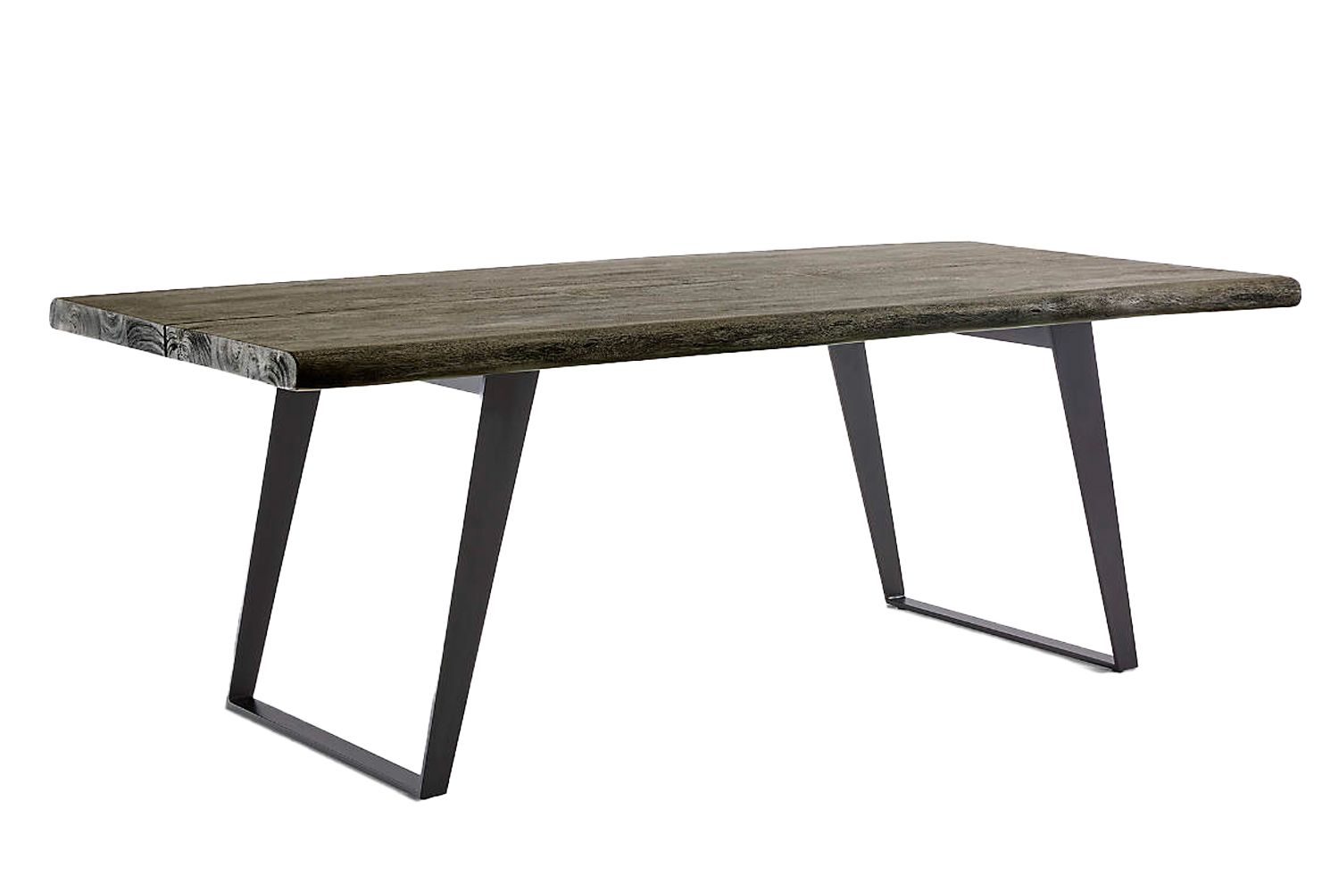 Crate &amp ; Barrel Yukon 80&quot ; Weathered Grey Live Edge Solid Wood Dining Table