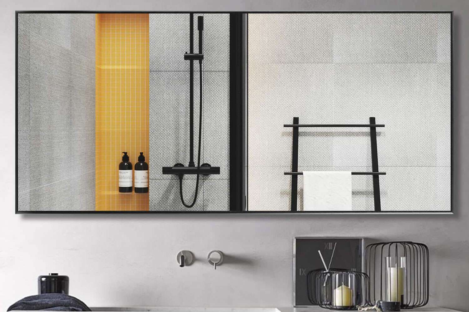 NeuType Oversized Modern Rectangle Metal Framed Bathroom Vanity Mirror (Miroir de salle de bain surdimensionné, rectangulaire et encadré de métal)