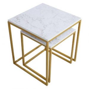 Ensemble 2 tables gigognes en marbre