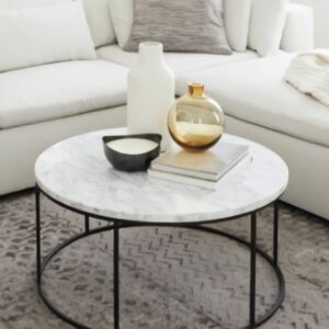 Table basse ronde en marbre blanc