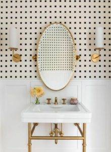miroir salle de bain ovale doré