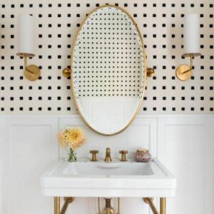 miroir salle de bain ovale doré
