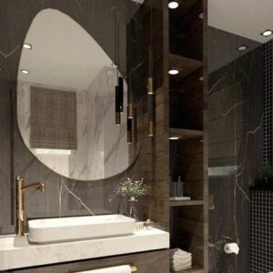 Miroir salle de bain forme galet 