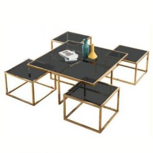 5 Tables basses verre noir carré
