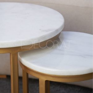 2 tables gigognes marbre blanc