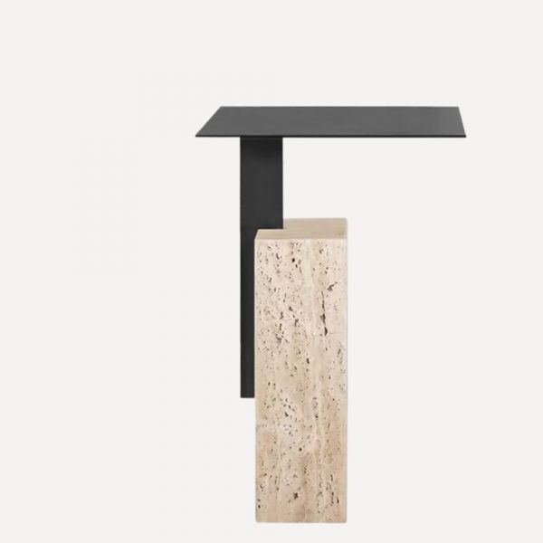 Table d'appoint moderne en travertin