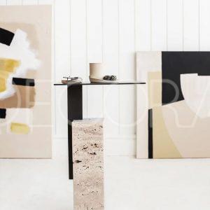 Table d'appoint moderne en travertin