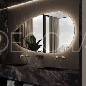 Miroir mural design galet lumineux