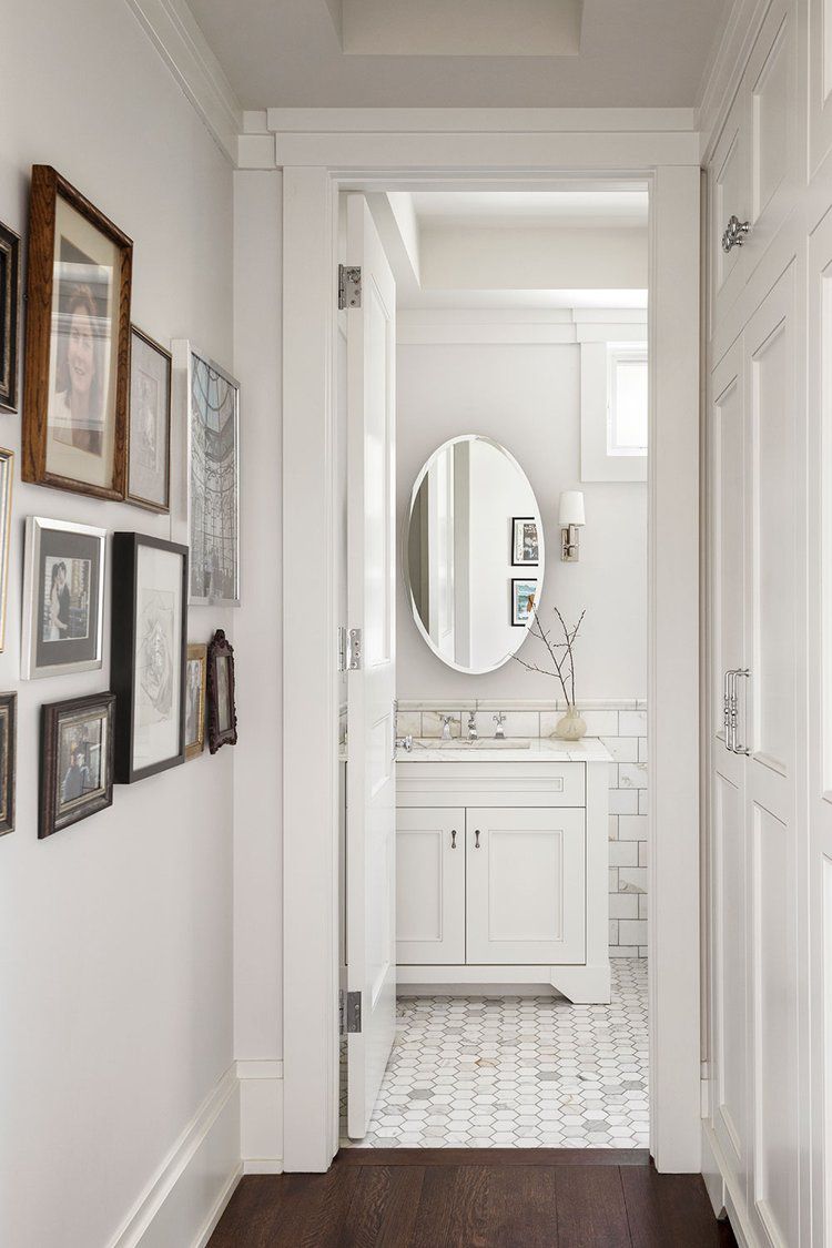 traditional gray and white bathroom