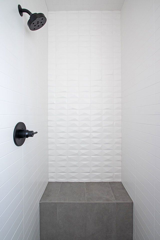 gray-and-white walk-in shower