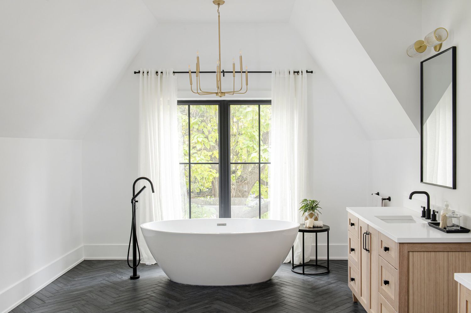 charcoal gray and white bathroom
