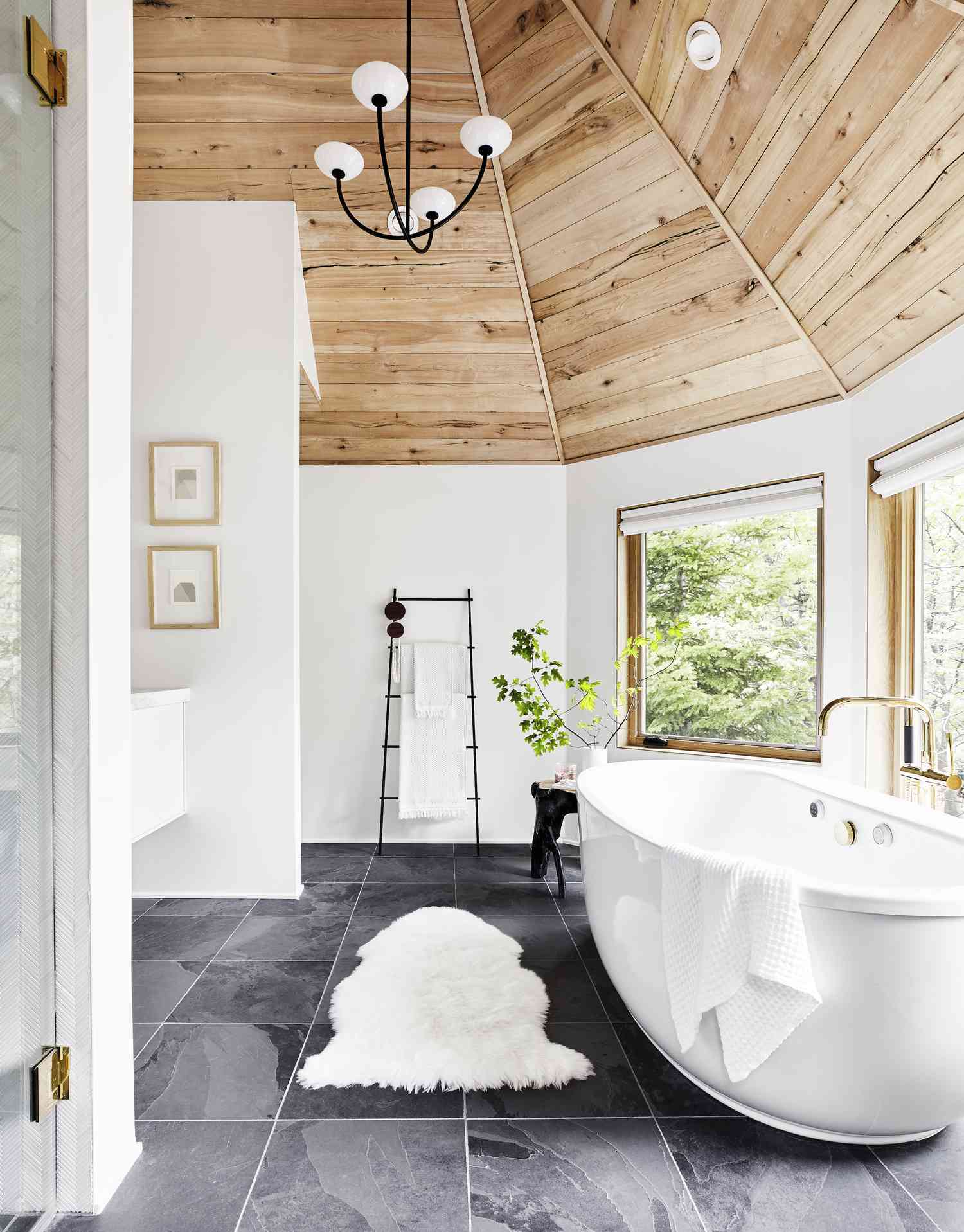 modern rustic gray and white bathroom