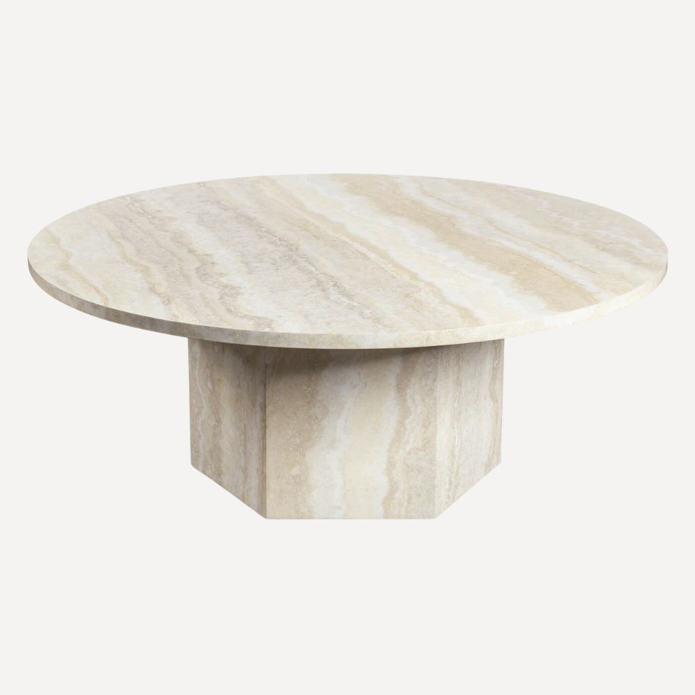 TableF basse en travertin ronde